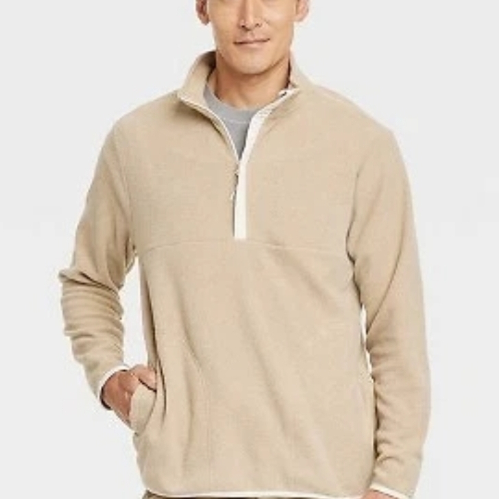 Goodfellow & Co Tan Zip Up Sweater with Textured Finish